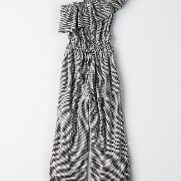 AE GINGHAM ONE SHOULDER CULOUTTE JUMPSUIT - Picture 3 of 3